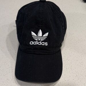Adidas Black Hat with White Trefoil Logo